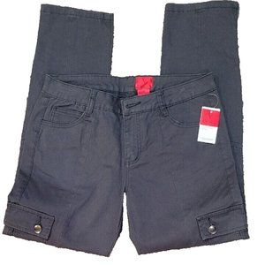 NWT Woman's Sz 6 (32X28) V CRISTINA Dark Gray Flap Pocket Cargo Zip Ankles Pants